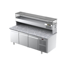 Charger l'image dans la galerie, ILSA - Table à pizza 3 portes sur roulettes EN60x40 pour bacs à pâtons - Saladette GN 1/3