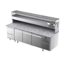 Charger l'image dans la galerie, ILSA - Table à pizza 3 portes sur roulettes EN60x40 pour bacs à pâtons + 2 tiroirs neutres - Saladette GN 1/3
