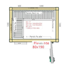 Charger l'image dans la galerie, Chambre froide négative -18°C/-20°C avec groupe de refroidissement sac à dos - 2,03 x 1,43 m - hauteur: 2,23 m - 4,57 m³ - Avec étagères et rideau à lanières