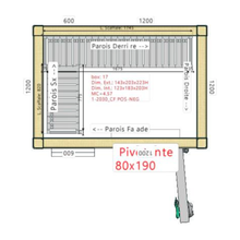 Charger l'image dans la galerie, Chambre froide positive +2°C/+8°C avec groupe de refroidissement sac à dos - 2,03 x 1,43 m - hauteur: 2,23 m - 4,57 m³ - Avec étagères