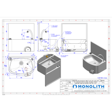 Charger l'image dans la galerie, MONOLITH - ARES055 - Lave-mains avec robinet mitigeur, commande genou et rebord arrière (eau chaude et froide) - Robinetterie professionnelle