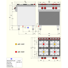 Charger l'image dans la galerie, DESCO - Cuisinière à gaz - 4 feux hermétiques 20 Kw - Placard ouvert