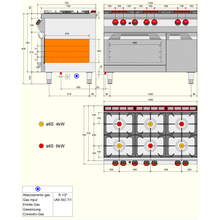 Charger l'image dans la galerie, DESCO - Cuisinière à gaz - 6 feux 30 Kw + four à gaz GN 2/1 8Kw