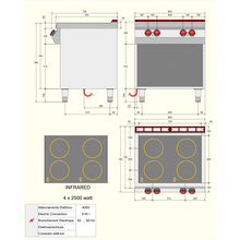 Charger l'image dans la galerie, DESCO - Cuisinière vitrocéramique - 4 zones - 10 Kw - Placard ouvert