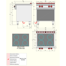 Charger l'image dans la galerie, DESCO - Cuisinière vitrocéramique INDUCTION - 4 zones - 14 Kw - Placard ouvert