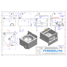 Charger l'image dans la galerie, MONOLITH - ARES050 - Lave-mains avec robinet mitigeur, commande genou et rebord arrière (eau chaude et froide) - Robinetterie professionnelle