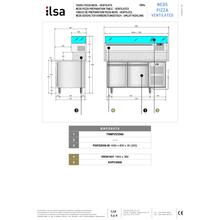 Charger l'image dans la galerie, ILSA - Table à pizza 2 portes sur roulettes EN60x40 pour bacs à pâtons - Saladette GN 1/3