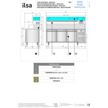 Charger l'image dans la galerie, ILSA - Table à pizza 3 portes sur roulettes EN60x40 pour bacs à pâtons - Saladette GN 1/3
