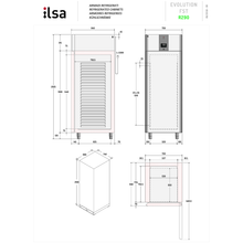 Charger l'image dans la galerie, ILSA - EVOLUTION 700BT - Armoire réfrigérée négative 1 porte sur roulettes en inox et côtés moulés -15°C/-22°C - GN 2/1 - CLASSE B