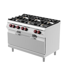 Charger l'image dans la galerie, DESCO - Cuisinière à gaz - 6 feux hermétiques 30 kw + four à gaz GN 3/1 12Kw