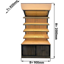 Charger l'image dans la galerie, Comptoir à pain neutre / Étagère à pain - 0,9 x 0,7 m - avec 4 étagères - éclairage inclus