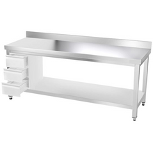 Carica l'immagine nel visualizzatore di Gallery, Tiroirs pour table en inox 0,4 m PREMIUM - 3 tiroirs pour tables de travail 700 profonde