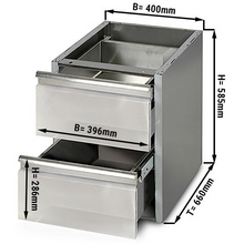 Carica l'immagine nel visualizzatore di Gallery, Tiroirs pour table en inox 0,4 m PREMIUM - 2 tiroirs pour tables de travail 700 profonde