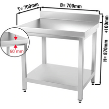 Charger l'image dans la galerie, Table de travail inox PREMIUM 0,7 m - Avec étagère basse