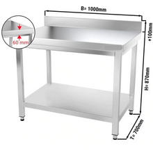 Charger l'image dans la galerie, Table de travail inox PREMIUM 1,0 m - Avec étagère basse