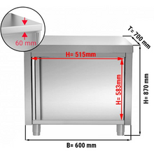 Load image into Gallery viewer, Armoire de travail inox PREMIUM 0,6 m - avec portes battantes