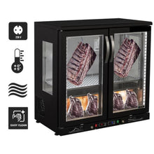 Load image into Gallery viewer, Cave de maturation à viande - 0,92 m - avec 2 portes vitrées - noire