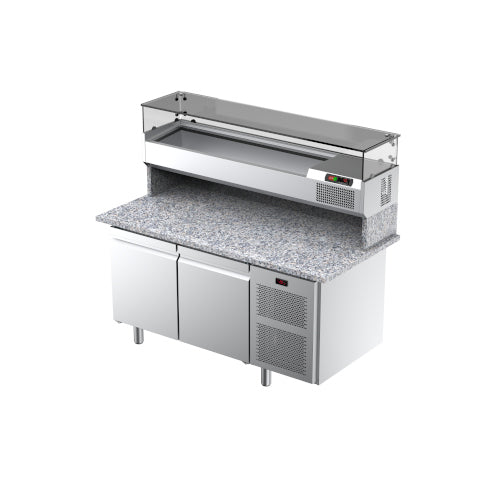 ILSA - Table à pizza 2 portes sur roulettes EN60x40 pour bacs à pâtons - Saladette GN 1/3