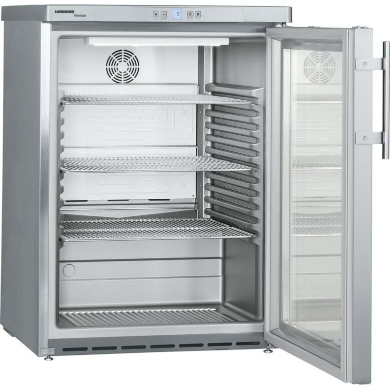 LIEBHERR - FKUv 1663 - Frigo vitré inox ventilé - 136 Litres - réfrigérateur sous-comptoir