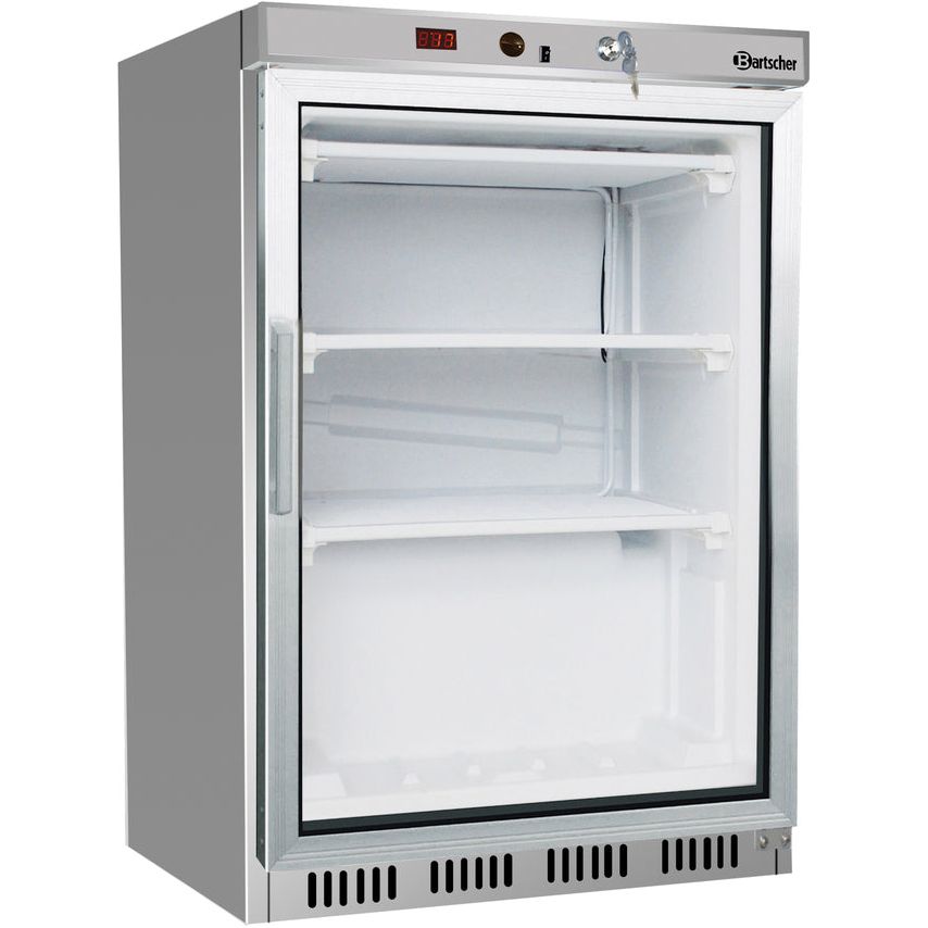 FRIDGE - Congélateur vitré sous-comptoir frigo statique - 130 Litres - Inox