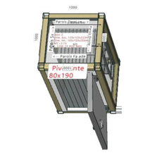 Load image into Gallery viewer, Chambre froide négative -18°C/-20°C avec groupe de refroidissement sac à dos - 1,23 x 1,23 m - hauteur: 2,23 m - 2,15 m³ - Avec étagères et rideau à lanières
