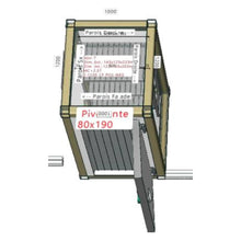 Load image into Gallery viewer, Chambre froide négative -18°C/-20°C avec groupe de refroidissement sac à dos - 1,23 x 1,43 m - hauteur: 2,23 m - 2,57 m³ - Avec étagères et rideau à lanières
