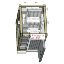 Lade das Bild in den Galerie-Viewer, Chambre froide négative -18°C/-20°C avec groupe de refroidissement sac à dos - 1,43 x 1,83 m - hauteur: 2,23 m - 4,07 m³ - Avec étagères et rideau à lanières
