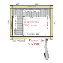 Cargue la imagen en la galería, Chambre froide positive +2°C/+8°C avec groupe de refroidissement sac à dos - 1,83 x 1,43 m - hauteur: 2,23 m - 4,07 m³ - Avec étagères
