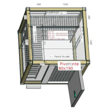 Lade das Bild in den Galerie-Viewer, Chambre froide négative -18°C/-20°C avec groupe de refroidissement sac à dos - 2,03 x 2,03 m - hauteur: 2,23 m - 6,8 m³ - Avec étagères et rideau à lanières
