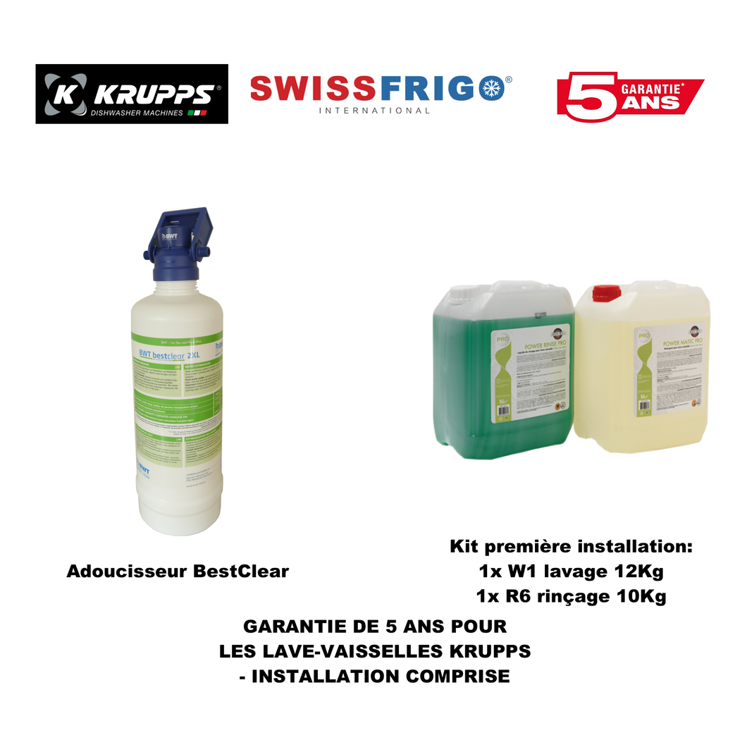 Garantie 5 ans KRUPPS - Lave-vaisselles eco et Lave-verres et lave-vaisselles à capot (C327, C432-BT, C537T-BT, C640-BT, CH110-BT & CH1150-BT) - accessoires lave-vaisselles