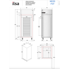 Charger l&#39;image dans la galerie, ILSA - NEOS 700TN - Armoire réfrigérateur PREMIUM sur roulettes - températures positives -2°C/+8°C - 1 porte en inox - GN 2/1 - eco
