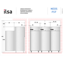 Cargue la imagen en la galería, ILSA - NEOS 700TN0 - Armoire réfrigérateur PREMIUM températures positives 0°C/+10°C - 1 porte en inox - GN 2/1 - eco
