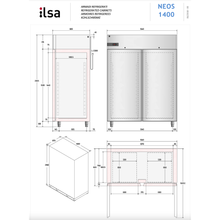 Cargue la imagen en la galería, ILSA - NEOS 1400TN0 - Armoire réfrigérateur PREMIUM températures positives 0°C/+10°C - 2 portes en inox - GN 2/1 - eco
