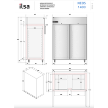 Carica l&#39;immagine nel visualizzatore di Gallery, ILSA - NEOS 1400TN0 - Armoire réfrigérateur PREMIUM températures positives 0°C/+10°C - 2 portes en inox - GN 2/1 - eco
