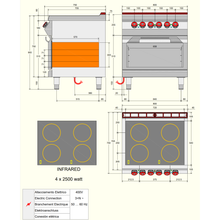 Charger l&#39;image dans la galerie, DESCO - Cuisinière vitrocéramique - 4 zones 10 Kw + four GN 2/1 5,6 Kw - best-seller
