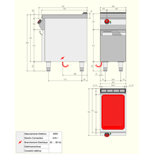 Cargue la imagen en la galería, DESCO - Plaque à snacker rainurée électrique (plancha) - 5,4 Kw - Placard ouvert
