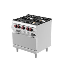 Charger l&#39;image dans la galerie, DESCO - Cuisinière à gaz - 4 feux hermétiques 20 Kw + four à gaz GN 2/1 8Kw
