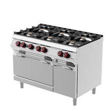 Charger l&#39;image dans la galerie, DESCO - Cuisinière à gaz - 6 feux 30 Kw + four à gaz GN 2/1 8Kw
