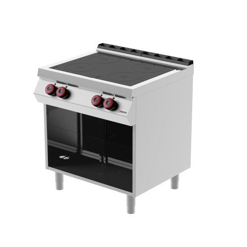 DESCO - Cuisinière vitrocéramique - 4 zones - 10 Kw - Placard ouvert