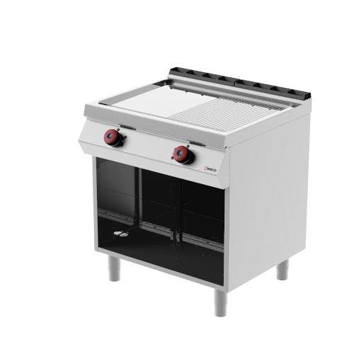 DESCO - Plaque à snacker semi-rainurée électrique (plancha) - 10,8 Kw - Placard ouvert