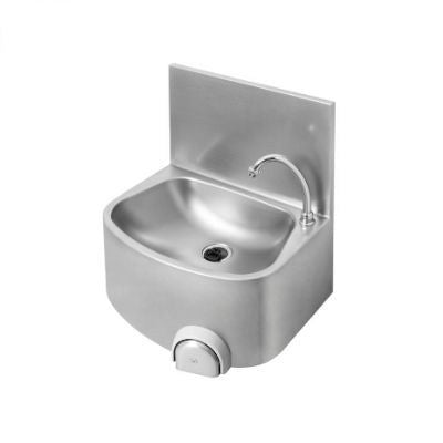 MONOLITH - ARES055 - Lave-mains avec robinet mitigeur, commande genou et rebord arrière (eau chaude et froide) - Robinetterie professionnelle