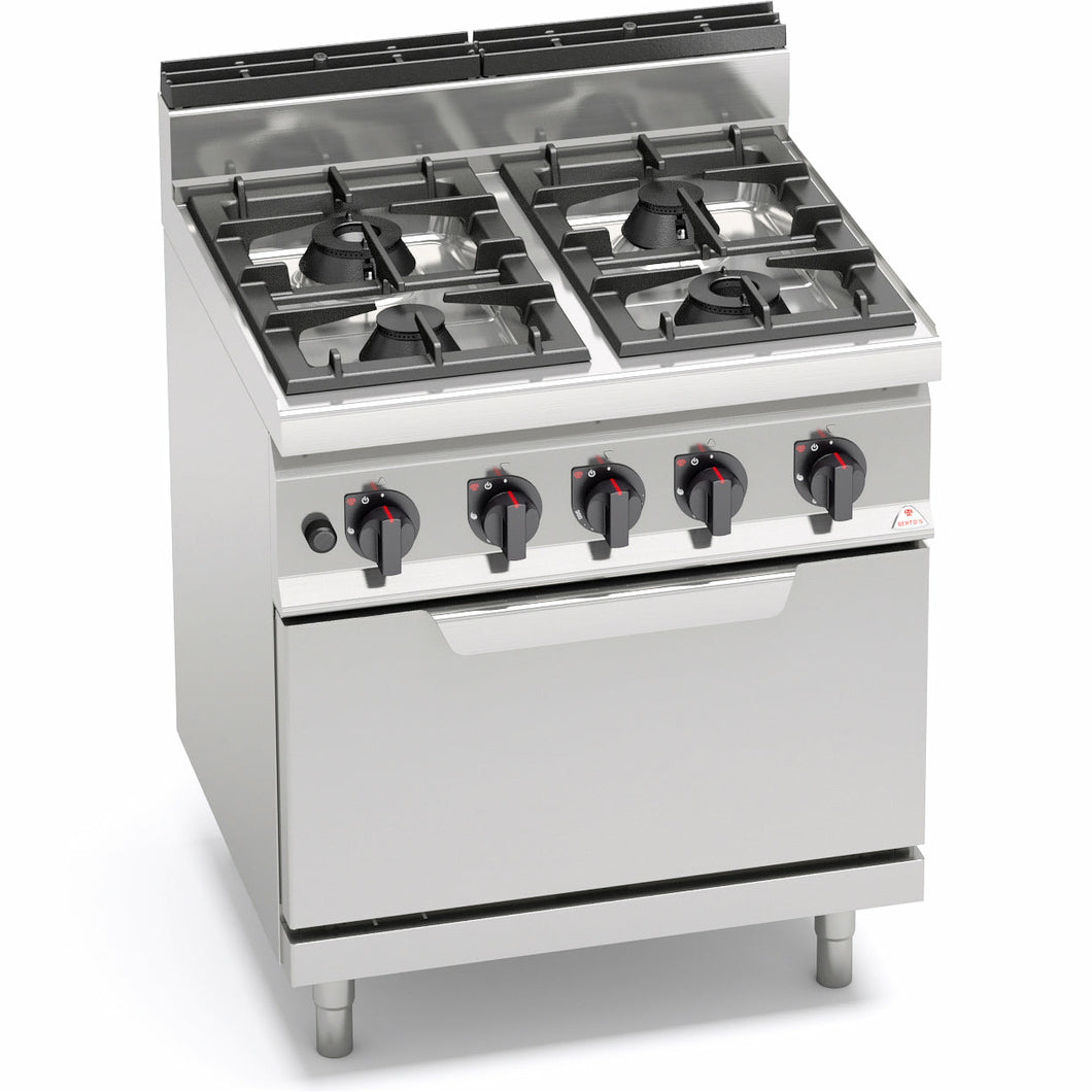 BERTO'S - Cuisinière à gaz - 4 feux 21,5 + 8 Kw + four à gaz GN 2/1