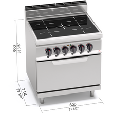 Lade das Bild in den Galerie-Viewer, BERTO&#39;S - Cuisinière vitrocéramique - 4 zones 12,8 Kw + four 7,5 Kw

