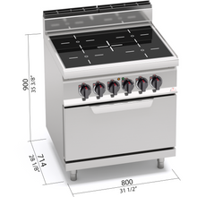 Görseli Galeri görüntüleyiciye yükleyin, BERTO&#39;S - Cuisinière vitrocéramique - 4 zones 12,8 Kw + four 7,5 Kw - best-seller
