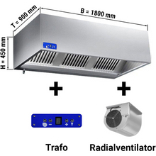 Lade das Bild in den Galerie-Viewer, &lt;transcy&gt;Kubische dynamische Wandhaube 1,8 m - mit Motor, Dimmer, Filtern und Lampe&lt;/transcy&gt;
