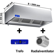 Carica l&#39;immagine nel visualizzatore di Gallery, &lt;transcy&gt;Cappa a parete cubica dinamica da 2,0 m - con motore, dimmer, filtri e lampada&lt;/transcy&gt;
