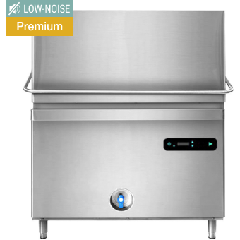 Lave-vaisselle à double hotte (22,2 kW) - avec pompe de vidange et détartrant + table d'entrée / sortie (à double paroi)