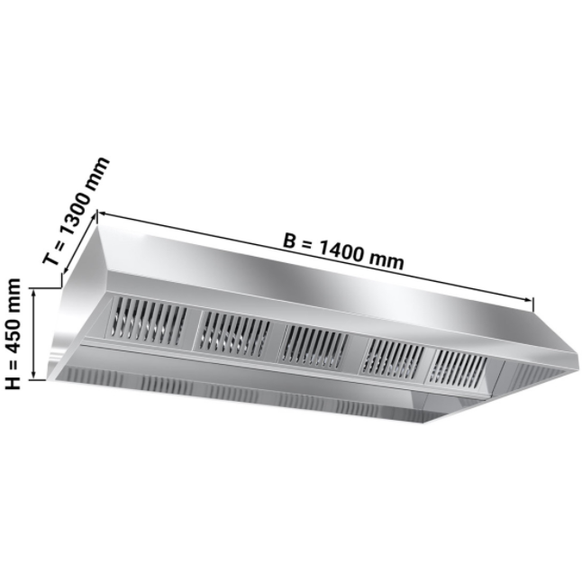 Hotte de plafond 1300largeur statique 1,4 m - avec filtre et lampe