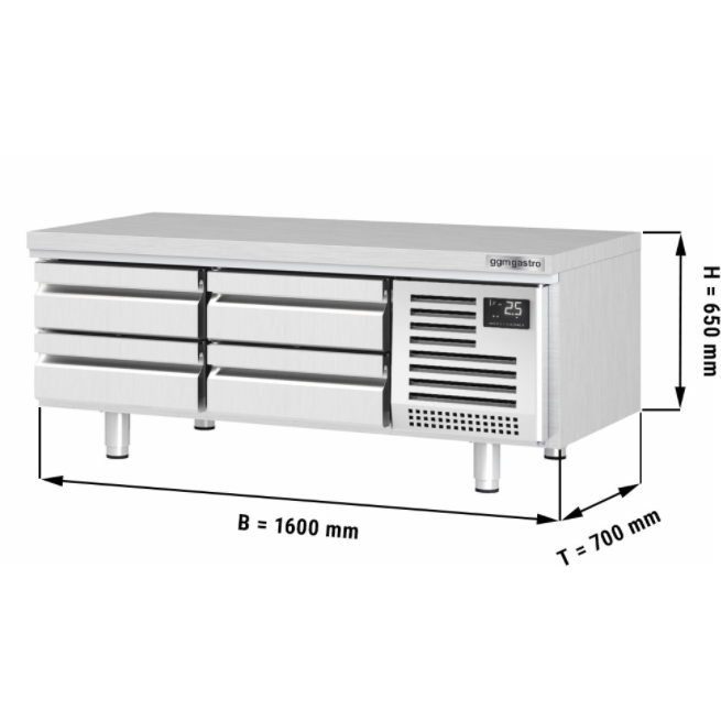 Base réfrigérée (GN) avec 4 tiroirs 1/3