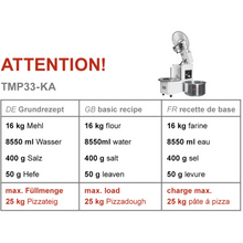 Lade das Bild in den Galerie-Viewer, PIZZAGROUP - Pétrin - 33 litre(s) / 25 kg / + 2 vitesse - 400 volt
